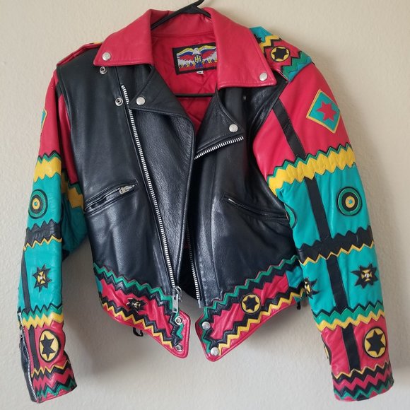 Jeff Hamilton Vintage Custom Leather Southwestern Motorcycle Jacket RARE